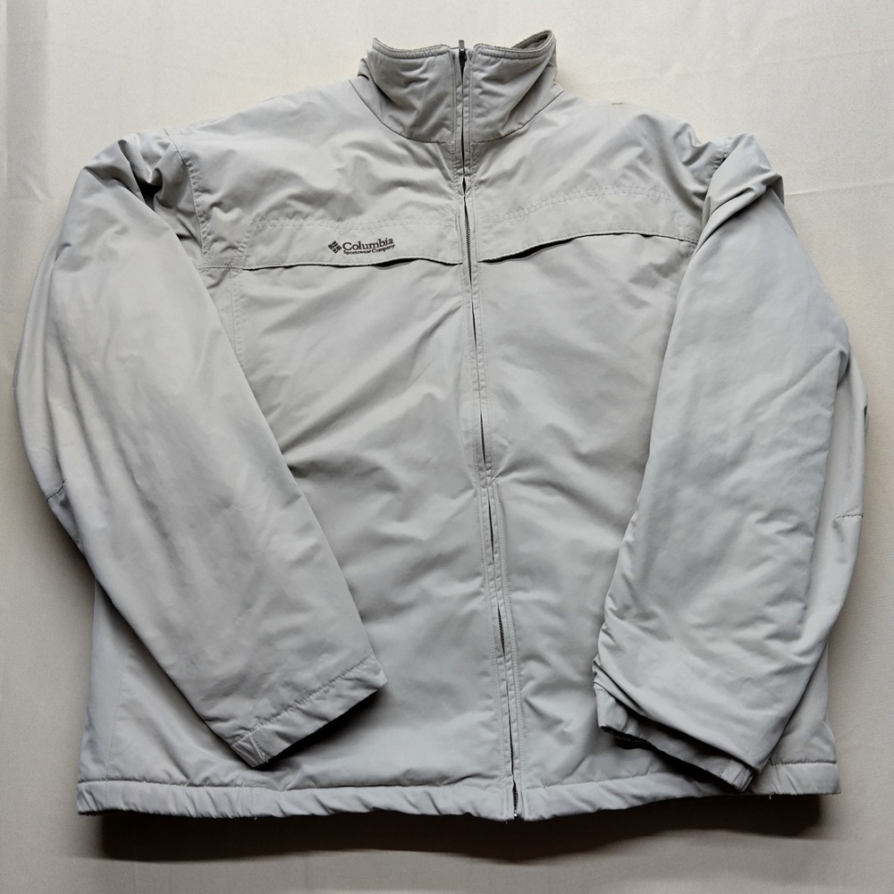 Columbia Mens XLT Tall Tan Fleece Lined Full Zip Outdoor Jacket Khaki